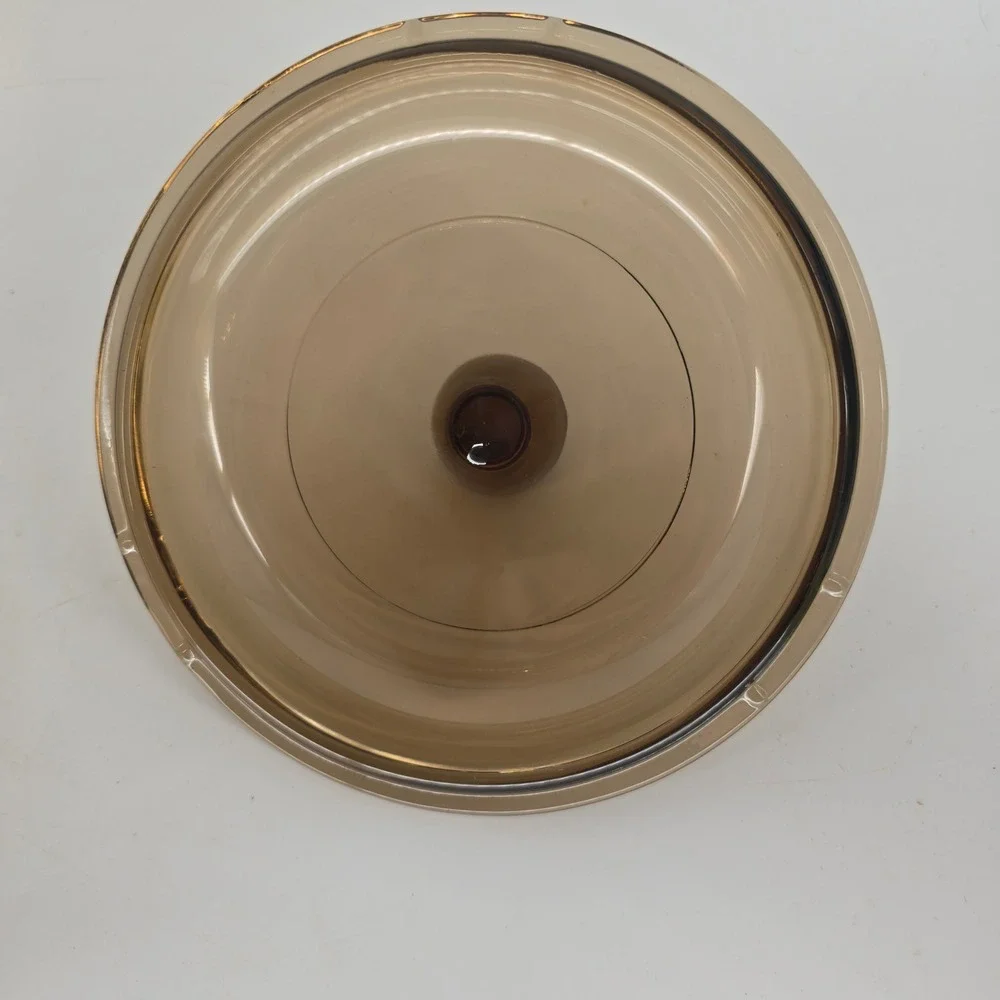 Visions Corning USA Amber Glass Saucepan with Lid Pour Spout Vintage Cookware